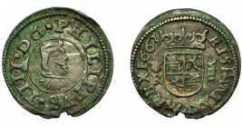 FELIPE IV. 8 maravedís. 1663. Coruña. R. AC-319. Cospel abierto. MBC.