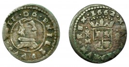 FELIPE IV. 8 maravedís. 1662. Trujillo. M. AC-423. BC+.