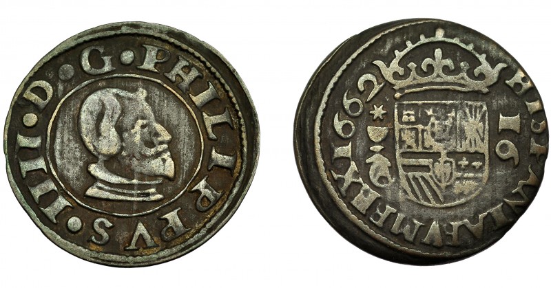 FELIPE IV. 16 maravedís. 1662. Cuenca. CA. AC-456. MBC-.