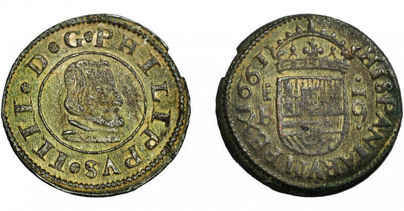 FELIPE IV. 16 maravedís. 1661. Segovia. BR. AC-487. MBC-.