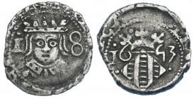 FELIPE IV. Dieciocheno. 1653. Valencia. AC-825. MBC-/MBC.