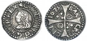CARLOS II. Croat. 1675. Barcelona. Ley. CARLO. D invertida. AC-200. MBC.
