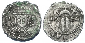 CARLOS II. Dieciocheno. 1684. Valencia. AC-329. Rayitas y leves vanos. MBC.