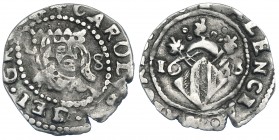 CARLOS II. Dieciocheno. 1688. Valencia. AC-332. Cospel abierto. MBC-.