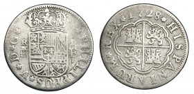 FELIPE V. Real. 1728. Segovia. F. VI-532. BC+.