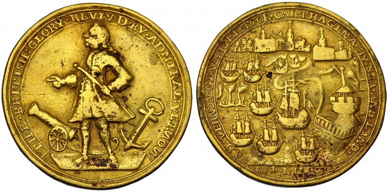 MONEDA EXTRANJERA. GRAN BRETAÑA. Medalla. Almirante Vernon. Abril de 1741. Toma ...