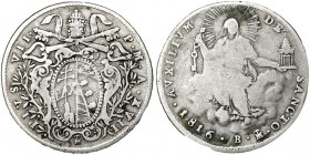 MONEDA EXTRANJERA. VATICANO. Pío VII. 10 baiocchi. 1816-B-XVII. C-115. BC.
