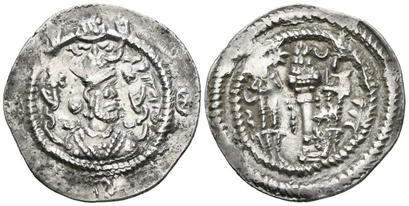 IMPERIO SASANIDA, Khusro I. Dracma. (Ar. 4,01g/30mm). Susa (AY). Anv: Busto de K...