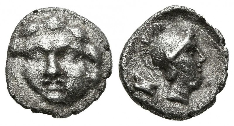 PISIDIA, Selge. Obol. (Ar. 0,93g/10mm). 350-300 a.C. Anv: Cabeza de frente de Go...