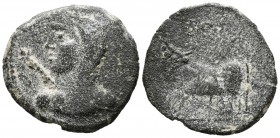 BORA (Alcaudete, Jaén). Semis . (Ae. 7,26g/27mm). 100-50 a.C. Anv: Busto femenino a izquierda, delante cetro. Rev: Toro a izquierda, encima: BORA. (FA...