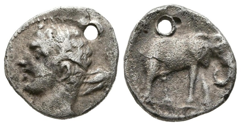 CARTAGONOVA (Cartagena, Murcia). 1/4 Shekel. (Ar. 1,71g/13mm). 235-220 a.C. Anv:...