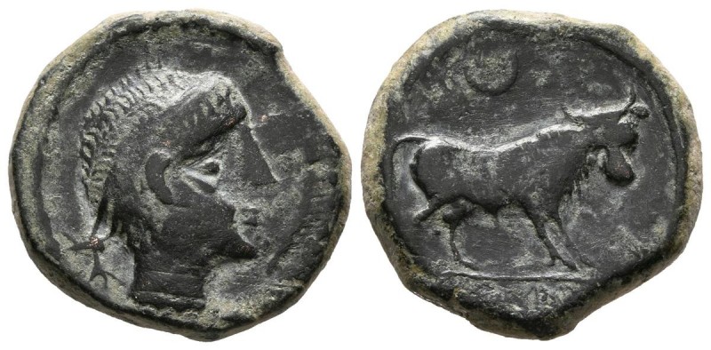 CASTULO (Cazlona, Jaén). Semis. (Ae. 5,67g/20mm). 180 a.C. (FAB-717). Anv: Cabez...