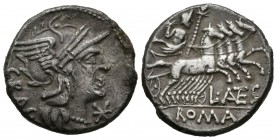 GENS ANTESTIA. Denario. (Ar. 3,25g/18mm). 136 a.C. Roma. (Crawford 238/1; FFC 151). Anv: Cabeza de Roma a derecha, delante estrella, detrás leyenda: G...