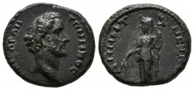 ANTONINO PIO. Ae17. (Ae. 3,80g/17mm). 138-161 d.C. Bitinia, Nicomedia. (RIC 5588; BMC 12-13). Anv: Busto desnudo de Antonino Pío a derecha, alrededor ...