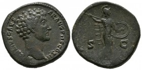 MARCO AURELIO. Sestercio. (Ae. 24,17g/26mm). 145 d.C. Roma. (RIC 1243a). MBC.