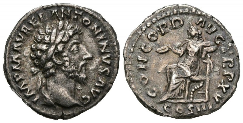 MARCO AURELIO. Denario. (Ar. 3,00g/18mm). 161-162 d.C. Roma. Anv: IMP AVREL ANTO...