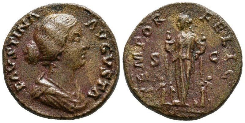 FAUSTINA II. As. (Ae. 11,73g/25mm). Roma. 161-164 d.C. (RIC 1673). Anv: Busto dr...