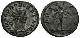 PROBO. Antoniano. (Ar. 3,75g/22mm). 276-282 d.C. Lugdunum. (RIC 38). Anv: IMP C PROBVS P F AVG. Busto radiado, drapeado y con coraza a derecha. Rev: M...