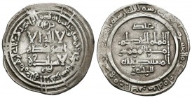 CALIFATO DE CORDOBA. Al-Hakam II al Mustansir. Dirham. (Ar. 3,54g/24mm). 351H. Madinat al-Zahra. (Vives 449; Frochoso 351.58d). Citando a Abd al-Rahma...