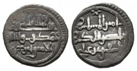 ALMORAVIDES. Tashfin ibn Ali y Emir Ibrahim. Quirate. (Ar. 0,90g/12mm). 539-540H. (Vives 1885; Hazard 1035). MBC. Pátina oscura.