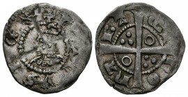 PEDRO IV (1336-1387). Dinero. (Ve. 1,01g/16mm). S/D. Barcelona. Corona de Aragón. (Crusafont 416.1). BA en 3 Puntos. MBC.