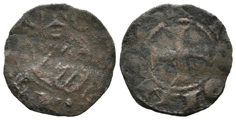 ALFONSO VII (1126-1157). Dinero. (Ar. 0,56g/11mm). Toledo. (FAB-96). Anv: TOLETO...