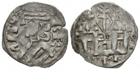 ALFONSO VIII (1158-1214). Dinero (Ve. 0,61g/17mm). Burgos. (FAB-195). Anv: Busto coronado a izquierda, alrededor leyenda: ANFVS REX. Rev: Castillo con...