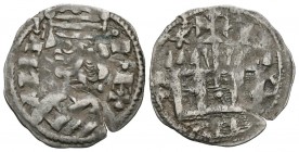 ALFONSO VIII (1158-1214). Dinero (Ve. 0,82g/18mm). Extremadura, ¿Ciudad Rodrigo?. (FAB-198). Anv: Busto coronado a izquierda, alrededor leyenda: ANFVS...