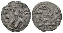 ALFONSO VIII (1158-1214). Dinero. (Ve. 0,87g/17mm). S/D. Marca de ceca Creciente. (FAB. 204.2). Anv: Busto laureado a izquierda, alrededor leyenda: AN...