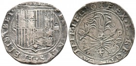REYES CATOLICOS (1474-1504). 4 Reales. (Ar. 17,95g/32mm). Sevilla. (Cal-2019-564). MBC. Doble acuñación en leyenda del reverso.
