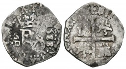 FELIPE II (1556-1598). 1/2 Real. (Ar. 1,64g/18mm). 1588. Sevilla. (Cal-2019-153). Principales datos visibles. MBC.