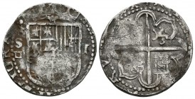 FELIPE II (1556-1598). 1 Real. (Ar. 3,25g/22mm). S/D (antes de 1588). Sevilla. (Cal-2019-258). MBC-.