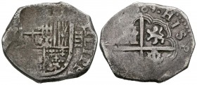 FELIPE III (1598-1621). 4 Reales. (Ar. 13,65g/31mm). 1609. Sevilla B. (Cal-2019-804). Tipo Omnivm. BC+. Recortada.