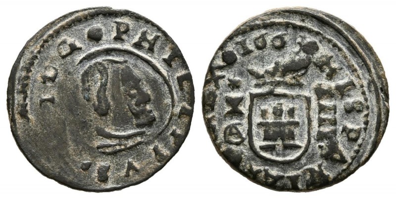 FELIPE IV (1621-1665). 4 Maravedís. (Ae. 1,15g/15mm). 1663. Cuenca CA. (Cal-2019...