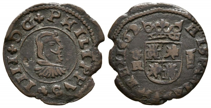 FELIPE IV (1621-1665). 8 Maravedís. (Ae. 1,76g/20mm). 1662. Coruña R. (Cal-2019-...