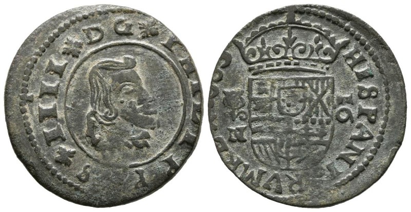 FELIPE IV (1621-1665). 16 Maravedís. (Ae. 4,48g/24mm). 1663. Granada N. (Cal-201...