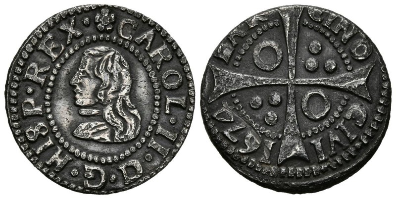 CARLOS II (1665-1700). 1 Croat. (Ar. 2,70g/21mm). 1674. Barcelona. (Cal-2019-202...