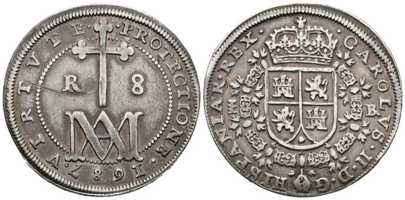 CARLOS II (1665-1700). 8 Reales. (Ar. 21,55g/37mm). 1687. Segovia BR. (Cal-2019-...