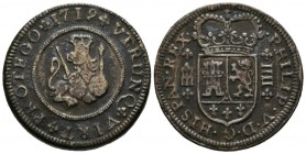 FELIPE V (1700-1746). 4 Maravedís. (Ae. 8,84g/26mm). 1719. Segovia. (Cal-2019-92). MBC-.