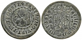 FELIPE V (1700-1746). 4 Maravedís. (Ae. 6,20g/26mm). 1743. Segovia. (Cal-2019-95). EBC-.