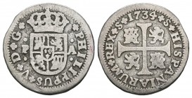 FELIPE V (1700-1746). 1/2 Real. (Ar. 1,28g/15mm). 1734. Sevilla PA. (Cal-2019-340). BC+.
