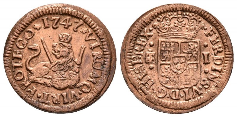 FERNANDO VI (1746-1759). 1 Maravedí (Ae. 1.19g/16.2mm). 1747. Segovia. (Cal-2019...