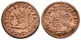 FERNANDO VI. (1746-1759). 1 Maravedí. (Ae. 1.21g/15.6mm).1747. Segovia. (Cal-2019-19).MBC+.