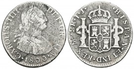 CARLOS IV (1788-1808). 2 Reales. (Ar. 5,99g/26mm). 1793. Lima IJ. (Cal-2019-583). BC+.