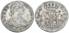 CARLOS IV (1788-1808). 2 Reales. (Ar. 5,66g/26mm). 1808. Madrid. AI. (Cal-2019-619). BC+.