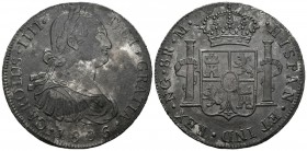 CARLOS IV. 8 Reales. 1806. Guatemala M. Cal-639. Ar. 25,74g. Oxidaciones. MBC+. Escasa.