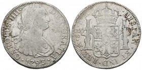 CARLOS IV (1788-1808). 8 Reales (Ar. 26,83g/39mm). 1793. México FM. (Cal-2019-955). MBC.