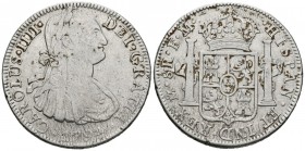 CARLOS IV (1788-1808). 8 Reales (Ar. 26,73g/39mm). 1794. México FM. (Cal-2019-956). MBC-. Plata agria. Limpiada.