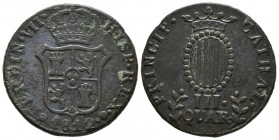 FERNANDO VII (1808-1833). 3 Cuartos. (Ae. 6,88g/26mm). 1812. Cataluña (Palma de Mallorca). (Cal-2019-11). MBC.