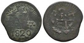 FERNANDO VII (1808-1833). 1/4 Real. (Ae. 1,72g/21mm). 1820. Santa Marta. (Cal-2019-119). MBC-.